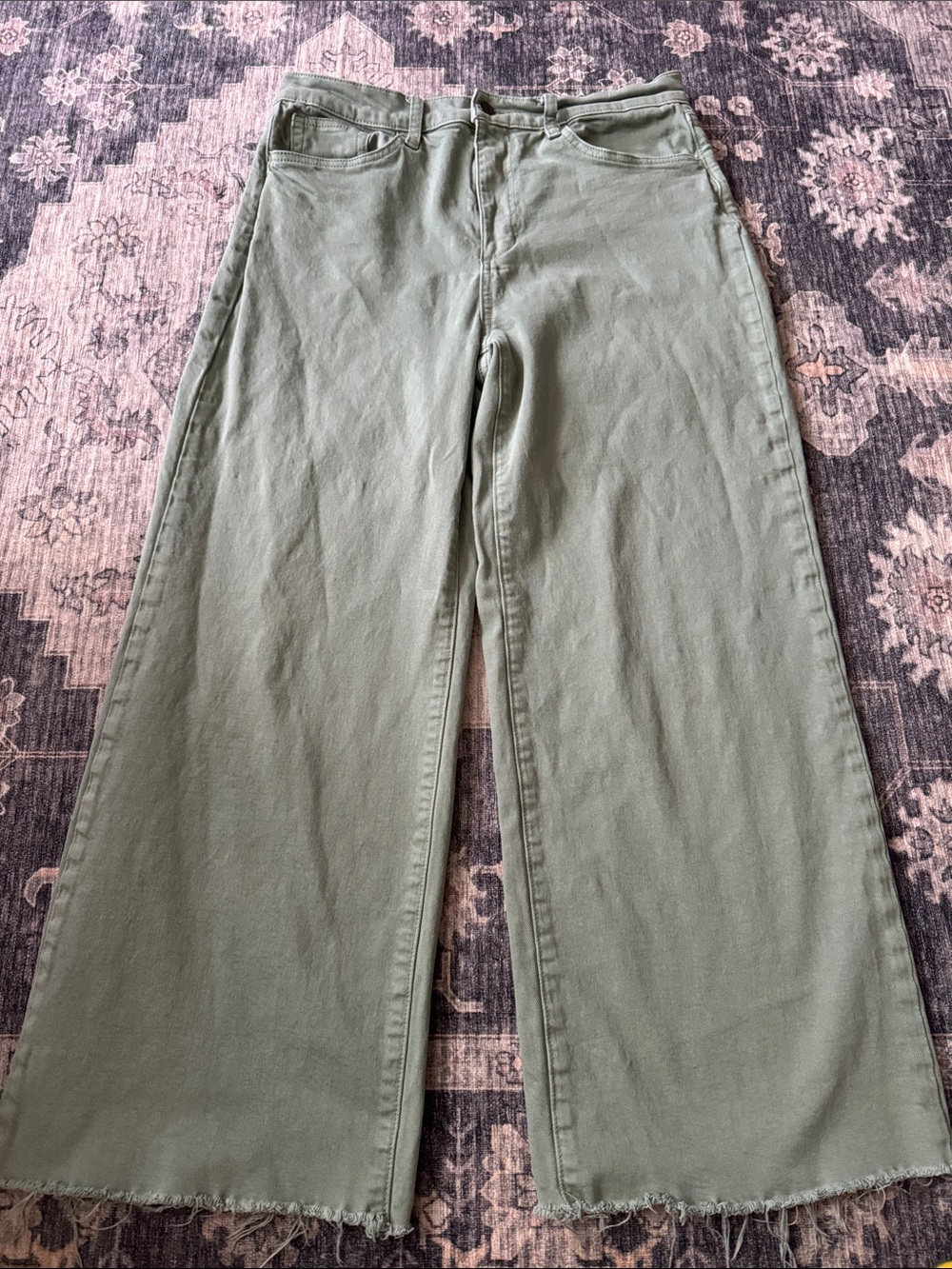 Joe's Jeans Olive Green Wide-Leg Flare Jeans